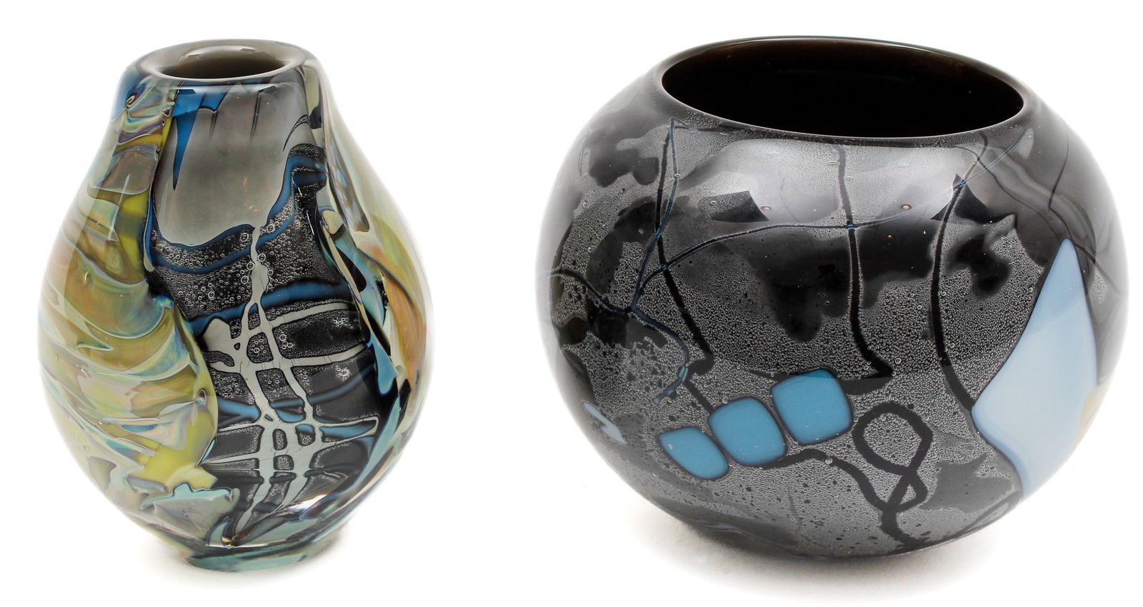 Mark Russell Signed Art Glass Vase, Bowl (1 of 9)