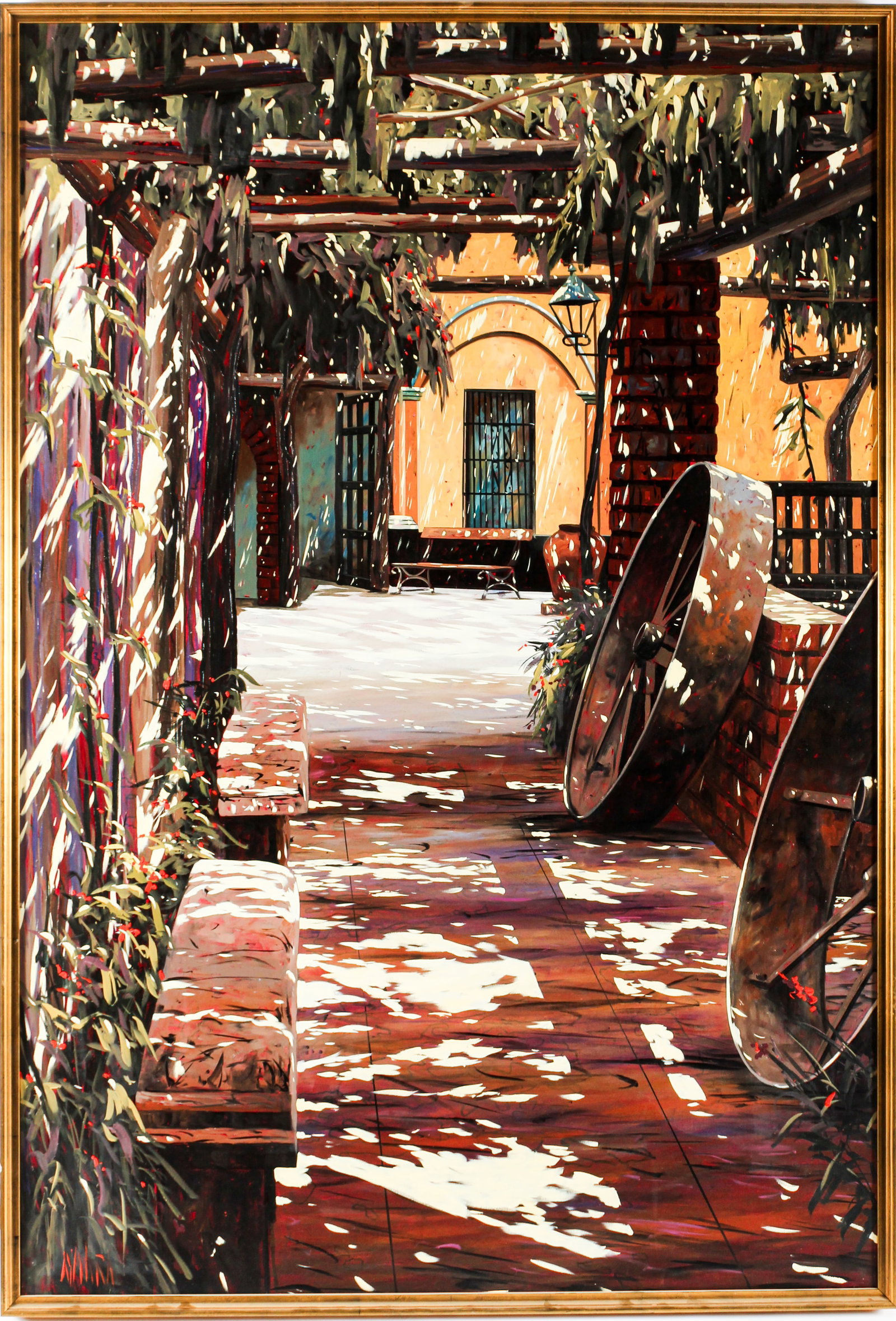 Guzman Aymara (Peruvian, 20th C.) Gran Tambo, Large Oil on Canvas Painting (1 of 5)