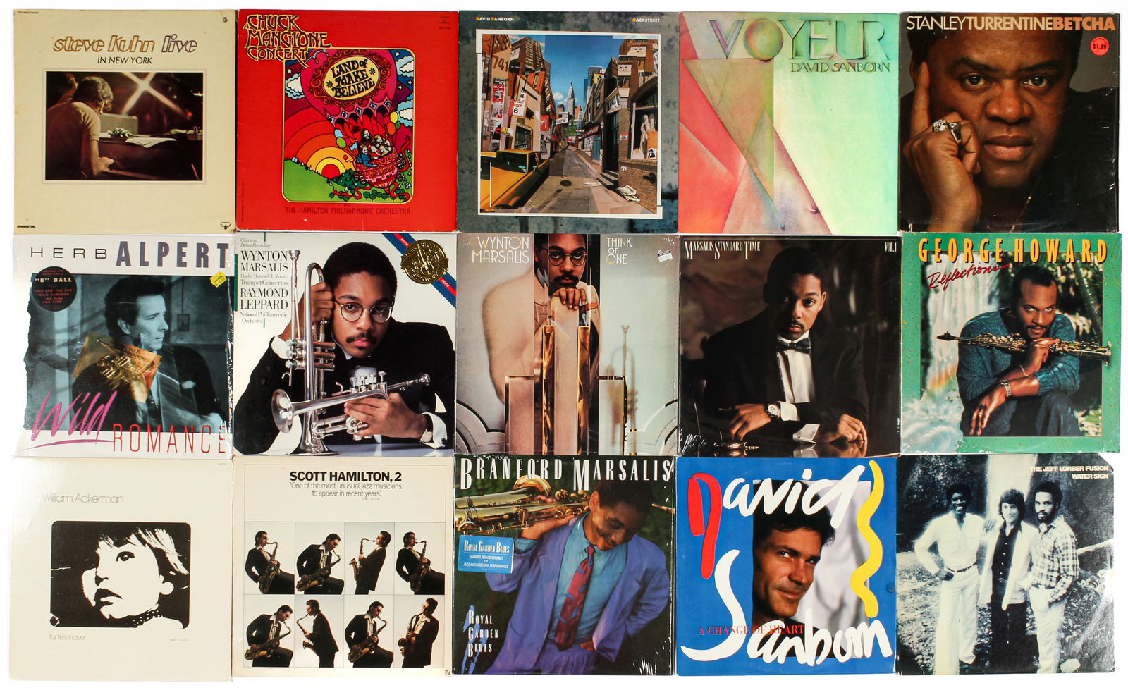 15 Vintage Vinyl Jazz LP Albums, Contemporary, Smooth Jazz, Marsalis, Kuhn, Turrentine (1 of 1)
