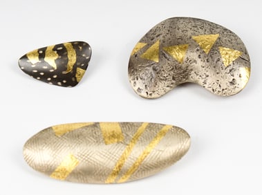 Three Vintage Sydney Lynch Silver Modernist Brooches