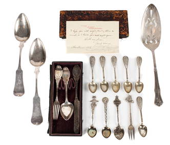 E. & D. Kinsey 19th C. Spoons, Coin Silver, Sterling Etc. (1 of 6)