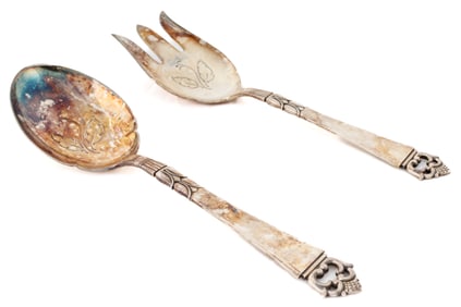 Frigast Sterling Silver, Denmark, Serving Fork and Spoon