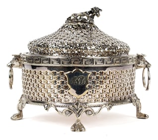 English Silver Plated Butter Dish, Cow Finial, 19th Century