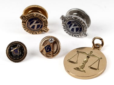14K Gold Kiwanis Pins, Masonic Pins, 14K Charm