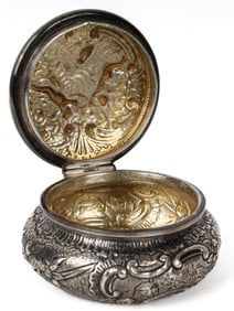 Hanau Silver Repousse .800 Silver Lidded Jar / Box