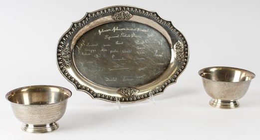 Sterling Silver Presentation Plate, Fina Paul Revere Trophy Bowls