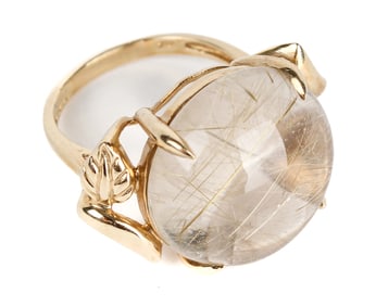10K Yellow Gold Rutillated Quartz Ring