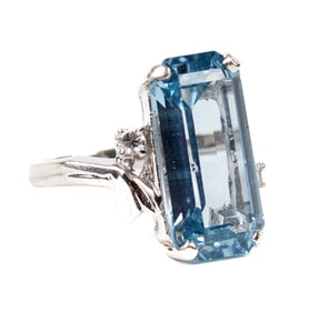 14K White Gold Synthetic Spinel Ring