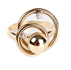 14K Yellow Gold Hula-Hoop Ring with Diamonds