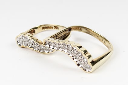 14K Yellow Gold Diamond Double Ring