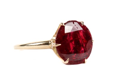 14K Yellow Gold Ruby Doublet Ring