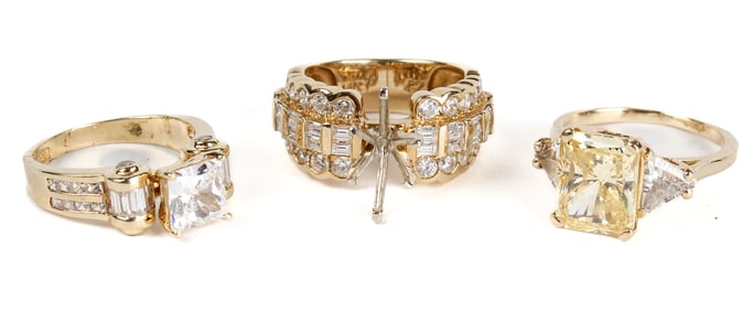 Three 14K Yellow Gold CZ Rings