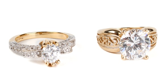 Two 14K Yellow/White Gold CZ rings