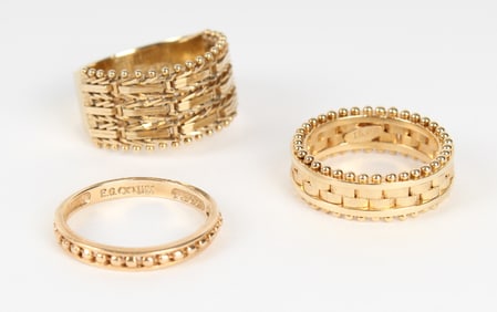 A Trio Of 14k Gold Band Rings, Incl. Imperial Gold