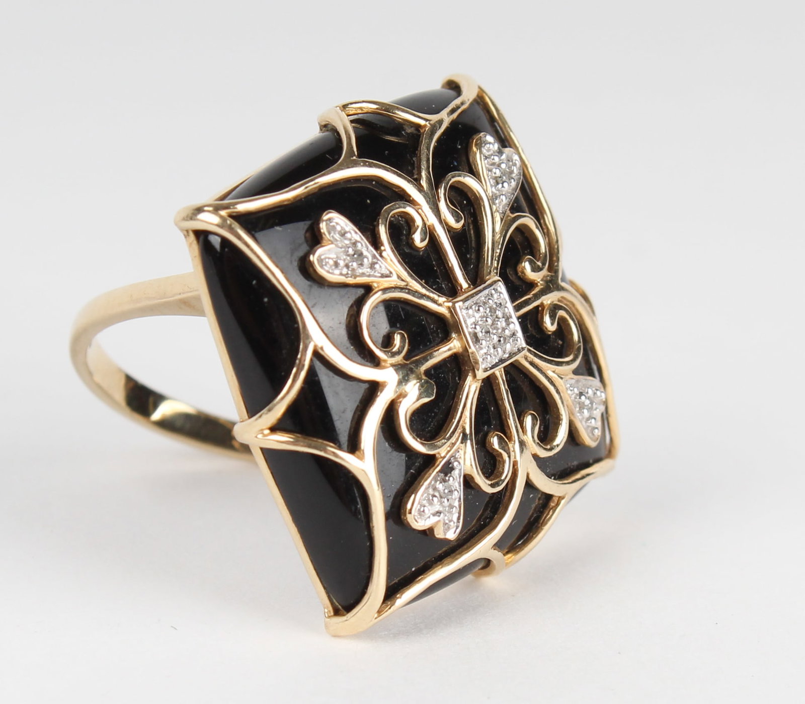 14K Yellow Gold Black Onyx and Diamond Ring (1 of 4)