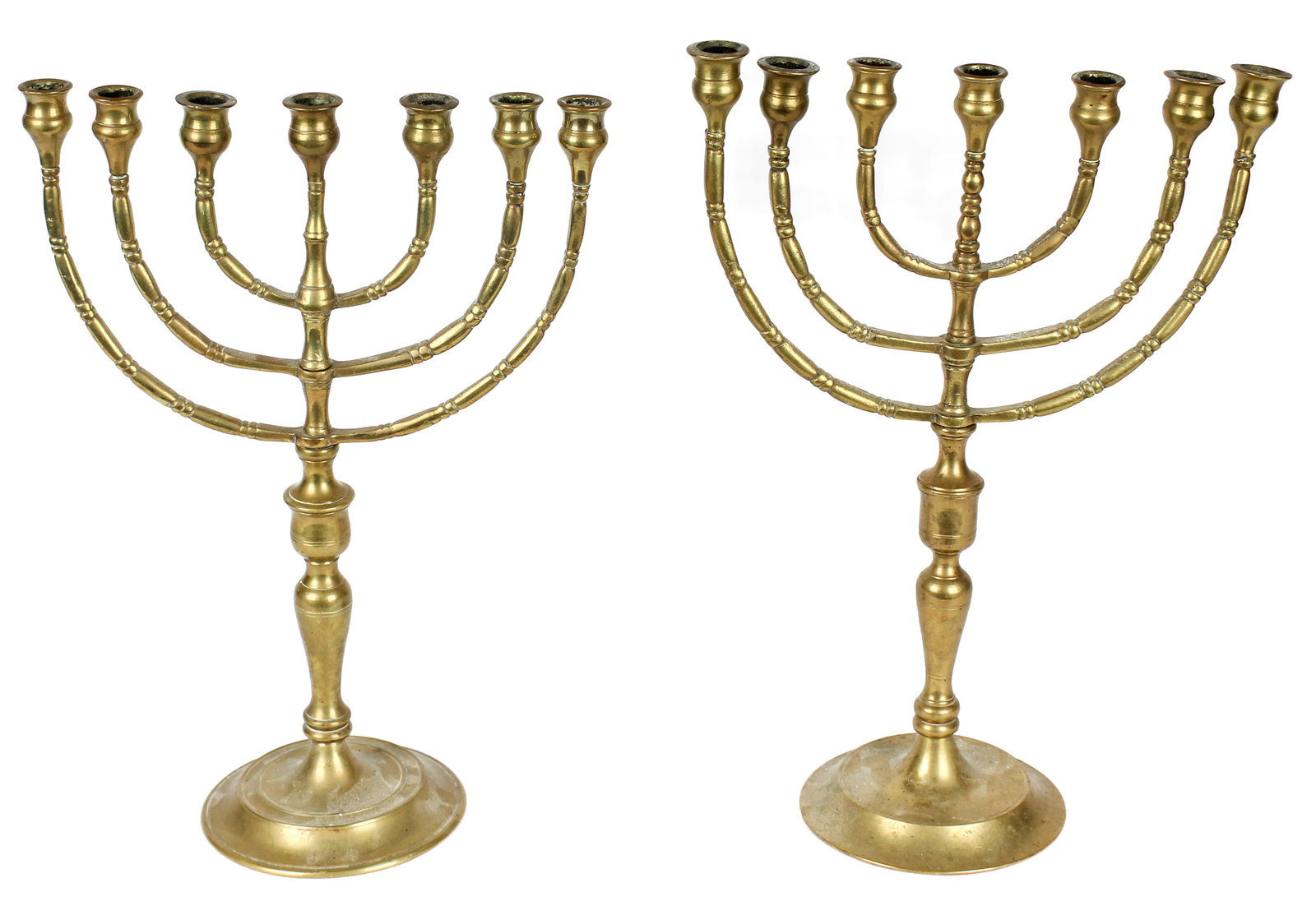 Two Large Brass Menorah, Seven-Arm, Judaica (1 of 4)