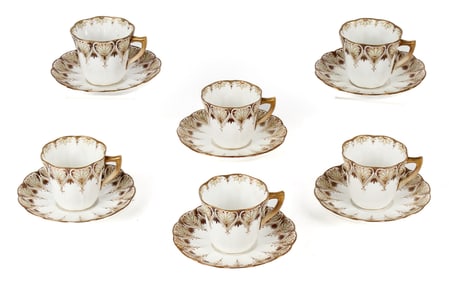 Doulton Burslem Demitasse Cups & Saucers, Late 19th Century Porcelain
