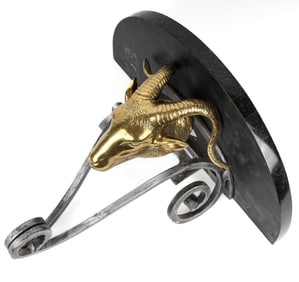 Maitland Smith Bronze Ram's Head Wall Shelf