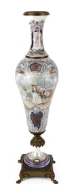 Large 19th C. French Porcelain and Ormolu Portrait Urn / Vase