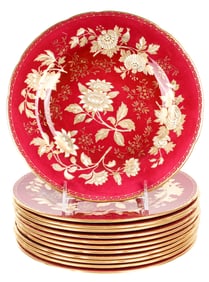Wedgwood Tonquin Ruby Porcelain Luncheon Plates, 9.25"