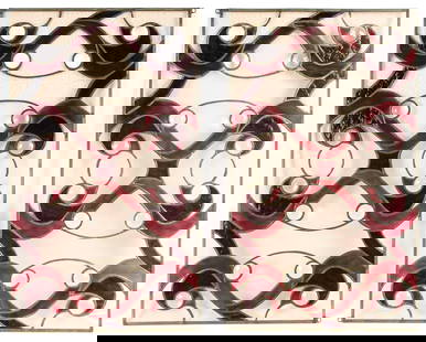 Stained Glass Window Panels: Description: A group of two vintage stained glass window panels. Materials: Glass Markings & Inscriptions: UnmarkedDate: Late 20th / early 21st centuryMaker: Unknown Dimensions: 15" x 24". Provenance: