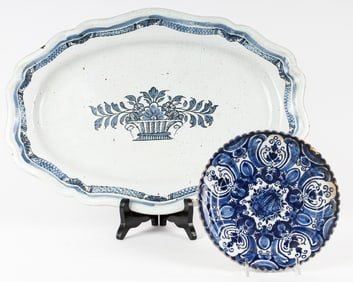 18th Century Delft Plate, Rouen Faience Platter