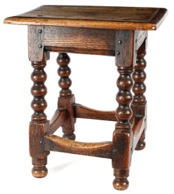 English Carved Oak Joint Stool, 17th / 18th Century
