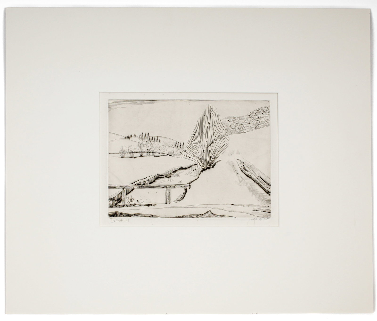 Joseph Hecht (British/Polish, 1891-1951) Paysage de Neige, Signed Engraving: Description: A line engraving depicting a snowy landscape. Materials: PaperMarkings & Inscriptions: Signed and indicated as a first state proof, labeled on the matDate: Ca. 1926 Maker: Joseph Hecht (B