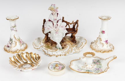 Fancy Porcelain Incl. Large Dresden Lace Figure