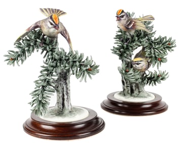 Dorothy Doughty Royal Worcester Golden Crowned Kinglet Porcelain Bird Figurines
