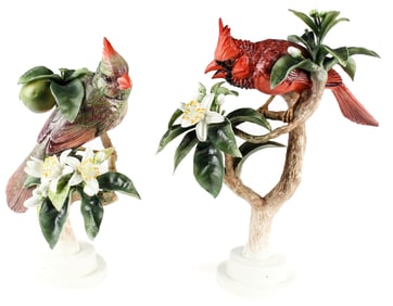 Dorothy Doughty Royal Worcester Porcelain Red Cardinal Figurines