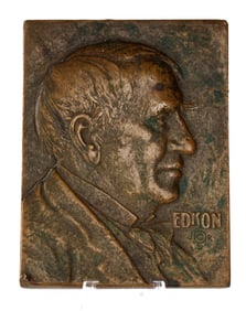Thomas Edison Bronze Plaque, 50th Anniversary Medallion 1929, John R. Sinnock