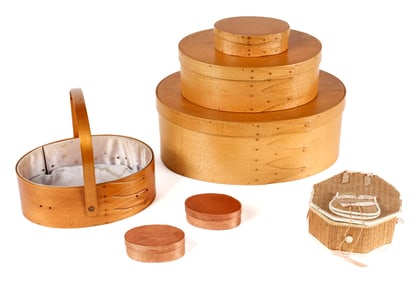 Sabbathday Lake Maine Shaker Boxes, Sewing Box, Basket Etc.