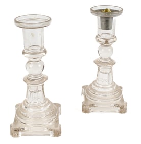 Antique Sandwich Glass Candle Holders, 19th C. EAPG