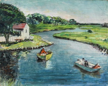 Blanche Rothschild (American/NY, 1893-1988) Landscape, Oil on Canvas Painting