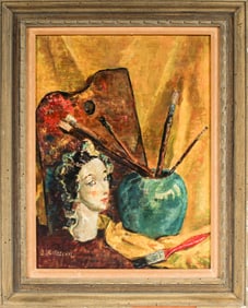 Blanche Rothschild (American/NY, 1893-1988) The Blue Vase, Oil on Canvas Painting