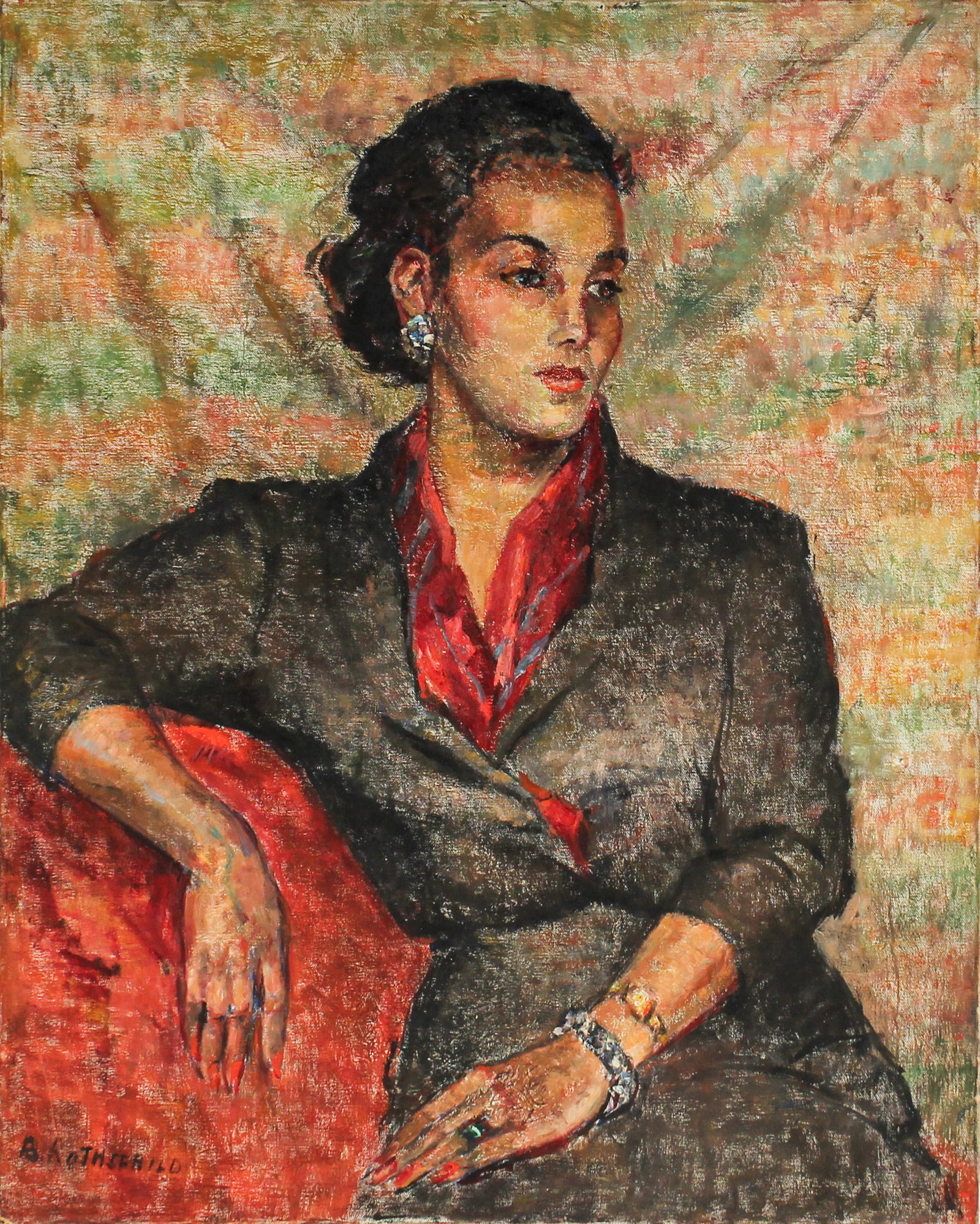Blanche Rothschild (American/NY, 1893-1988) Portrait, Oil on Canvas Painting (1 of 7)