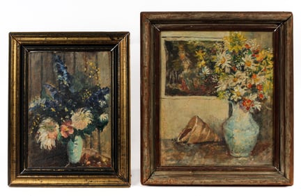 Blanche Rothschild (American/NY, 1893-1988) Two Still Life Oil on Board Paintings