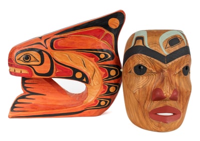 Pacific Northwest Carved Orca on Tail, George Pennier Portrait Mask