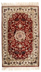 Persian Iranian Isfahan Silk Hand Knotted Rug 50" x 30"