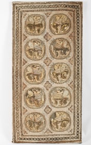 Large Burmese Lion Decorated Kalaga Tapestry