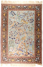 Persian Qum Silk Garden Rug, 6.8' x 4.2'