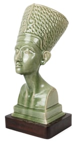 Large Thai Celadon Bust of Nefertiti