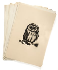 Christine McGinnis (American, 1937-2019) 41 Etchings, "Woodsie Owl"