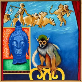 Christine McGinnis (American, 1937-2019) Monkey-Monkey-Monkey, Acrylic on Canvas Painting