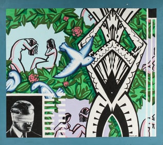 Mason Rader (American, B. 1961) Seperate Worlds, Large Acrylic on Canvas Painting