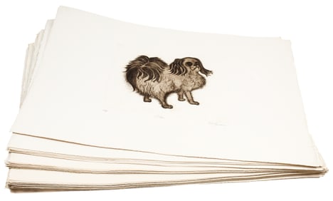 Christine McGinnis (American, 1937-2019) Forty Five Pekingese Dog Etchings "Peke"