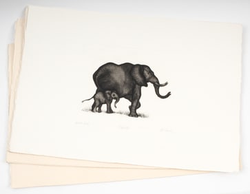 Christine McGinnis (American, 1937-2019) Twenty Signed Etchings "Elephants"