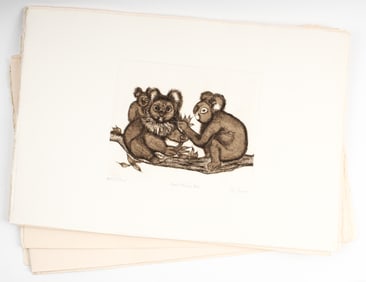 Christine McGinnis (American, 1937-2019) Forty Signed Etchings "Koala Family Trio"