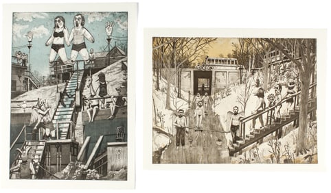 Stanley Louis Rosenthal (American, 1942-2015) Two Signed Etchings